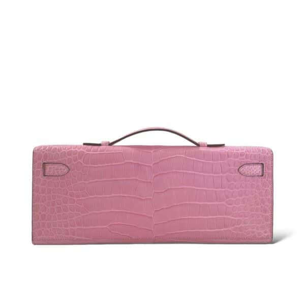 Hermes Kelly Cut Pochette Pink Bubblegum Matte Croco GHW - Image 3