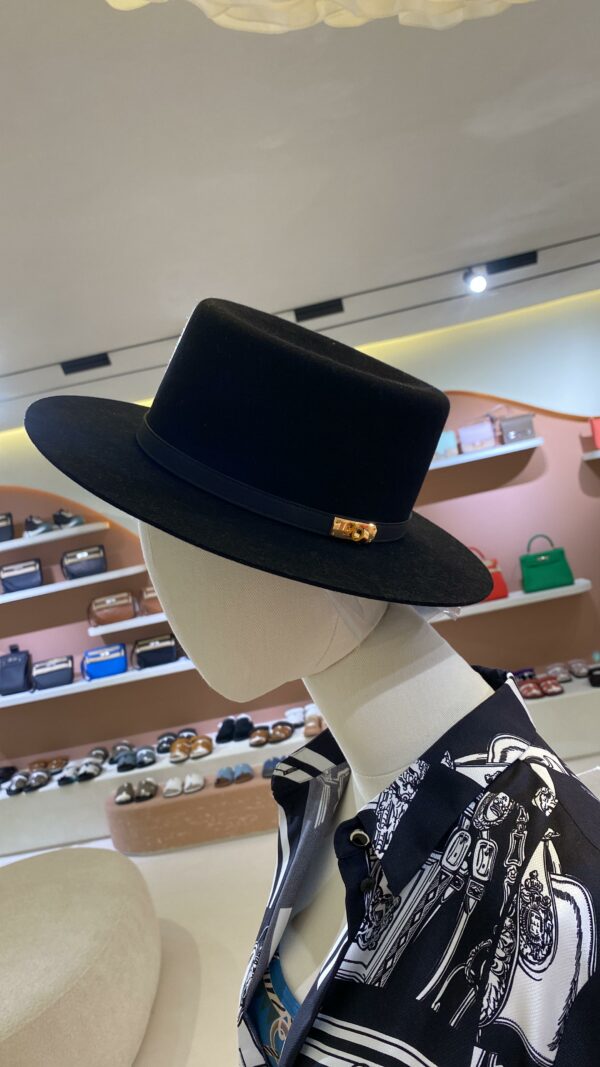 Hermes Hat hampton felt black GHW - Image 3