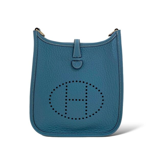 Hermes Mini Evelyne Bleu Jean Clemence Taurillon Leather PHW