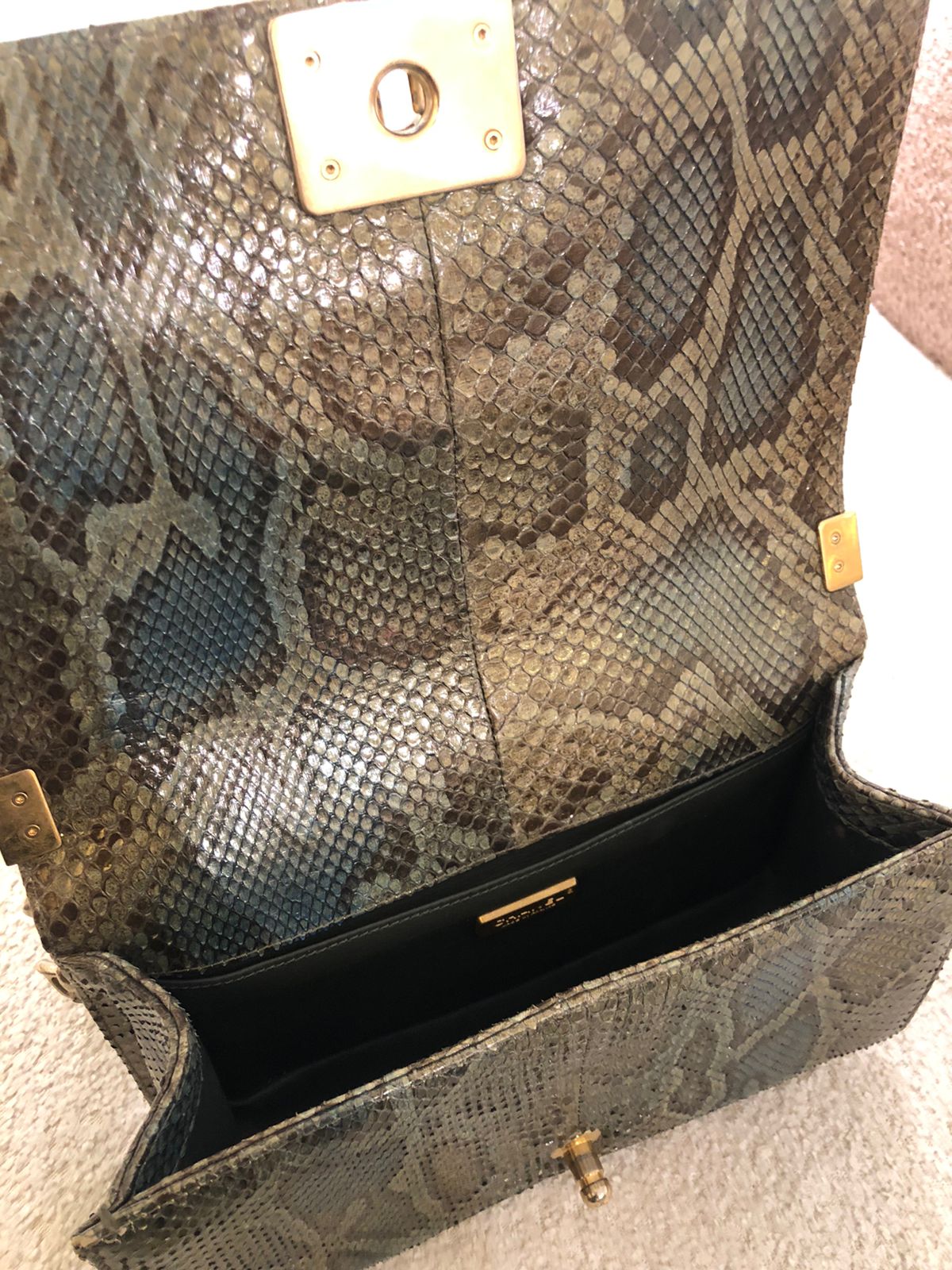Gold Python Handbags Chanel Gold Python And Crystal Embellished Medium Boy Bag – The Luxury ...