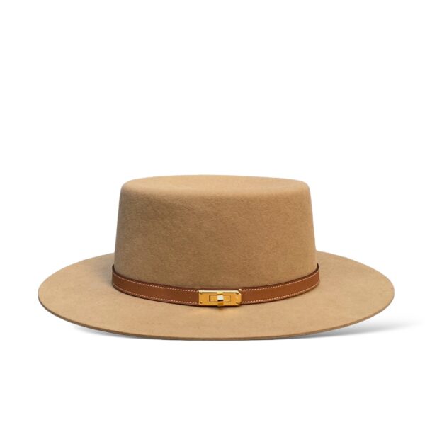 Hermes Hampton Felt Beige Camel Hat GHW