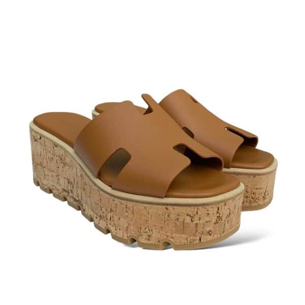 Hermes Eze Wedge 38 EU Gold Sandals
