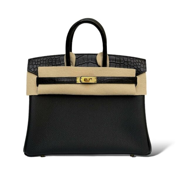 Hermes Birkin 25 Black Matte Croco/Togo Touch GHW