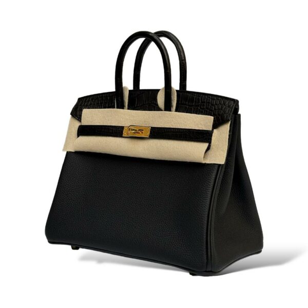 Hermes Birkin 25 Black Matte Croco/Togo Touch GHW - Image 5