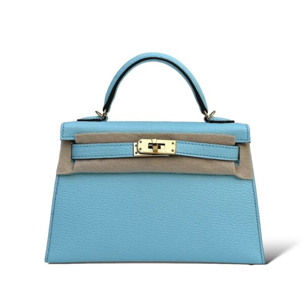 Hermes Kelly Mini Bleu Zephyr GHW