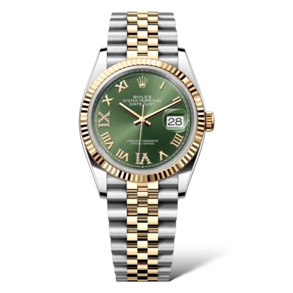 Rolex Oyster Perpetual Datejust 36mm 126233 Olive Green Dial With Diamond-Set Yellow Gold/Oystersteel