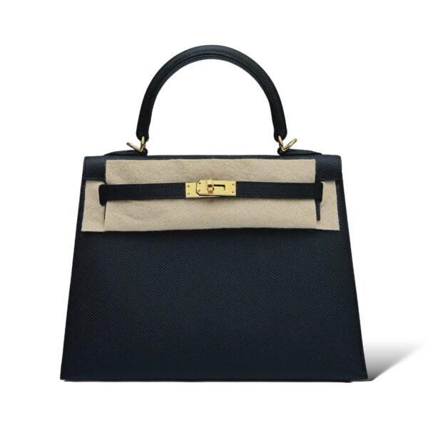 Hermes Kelly 25 Black Epsom GHW