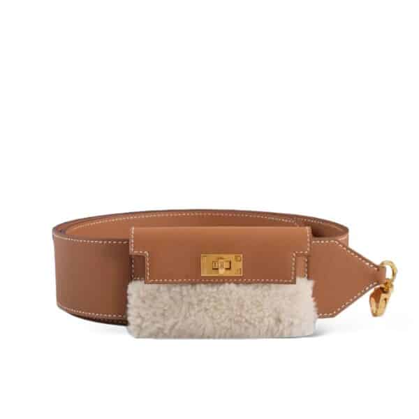 Hermes Kelly Pocket Strap Gold Shearling GHW