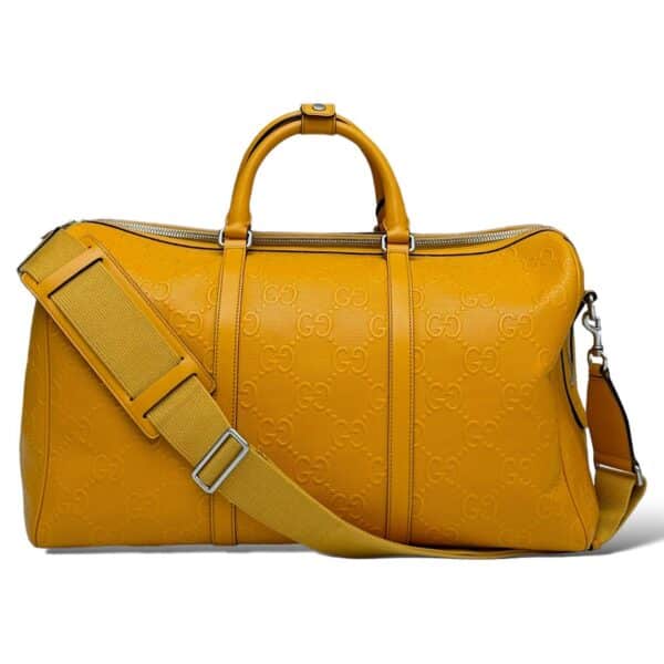 Gucci Embossed Yellow GG Duffle Bag - Image 5