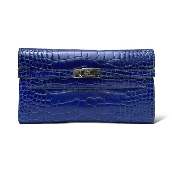 Hermes Kelly Bleu Saphir Shiny Croco PHW