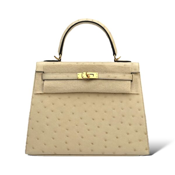 Hermes Kelly 25 Parchemin Ostrich GHW