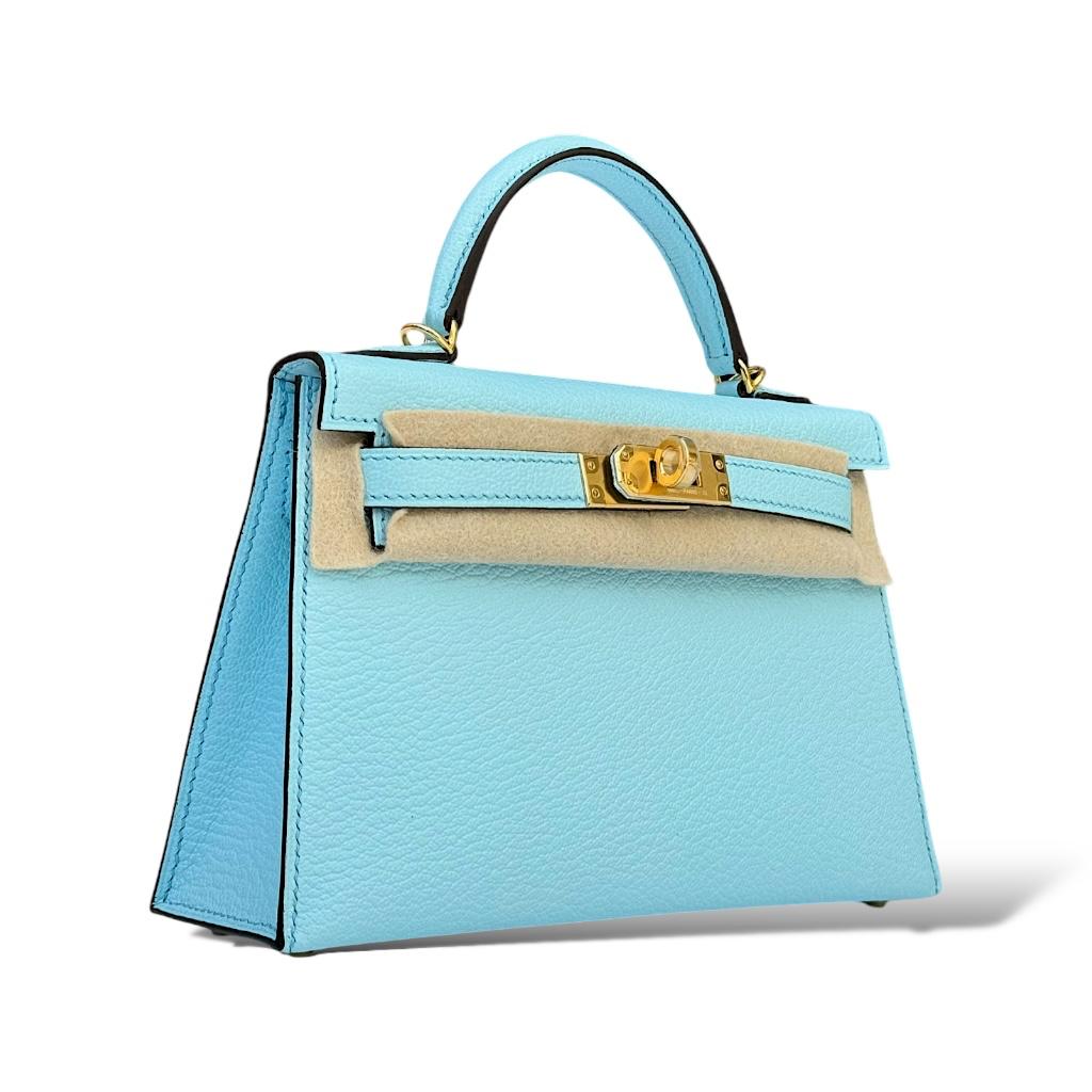 Hermes Kelly Mini Bleu Zephyr Chevre GHW – The Luxury Flavor