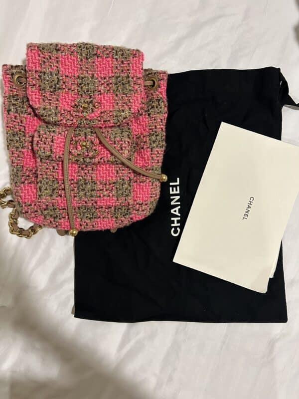 CHANEL Tweed Pink and Beige Duma Backpack - Image 3
