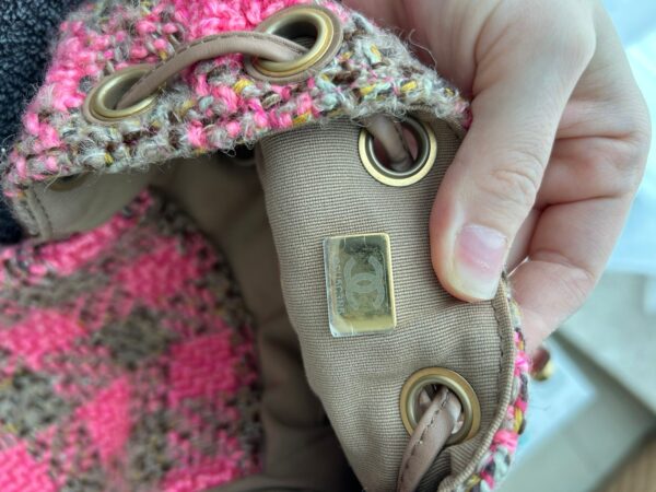 CHANEL Tweed Pink and Beige Duma Backpack - Image 6