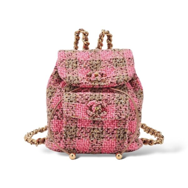 CHANEL Tweed Pink and Beige Duma Backpack