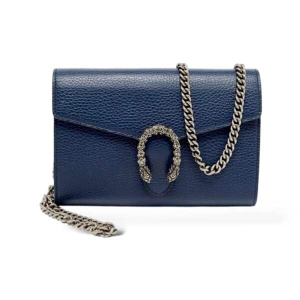 Gucci Dionysus Mini Leather Chain Bag Dark Blue