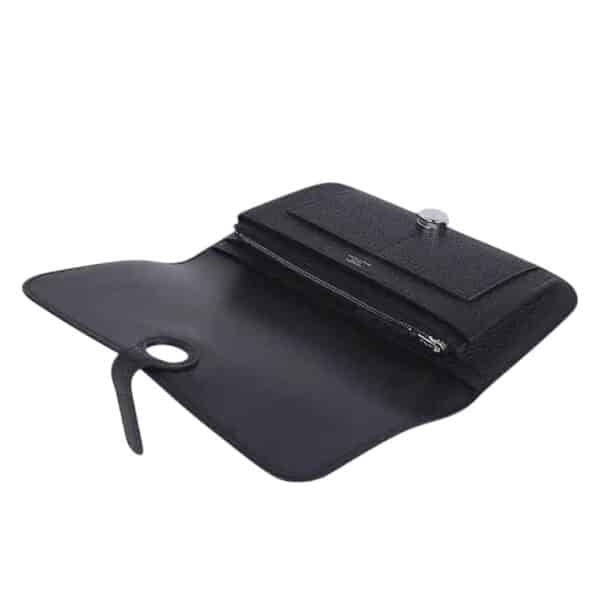 Hermes Dogon Duo Black Clemence Wallet PHW - Image 5