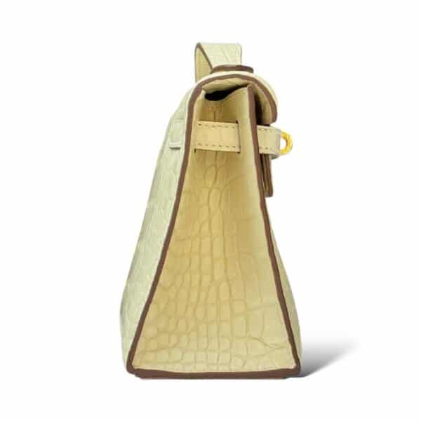 Hermes Kelly Pochette Vanille Matte Croco GHW - Image 3