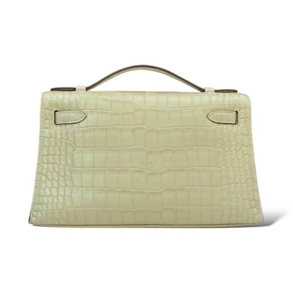 Hermes Kelly Pochette Vanille Matte Croco GHW - Image 4