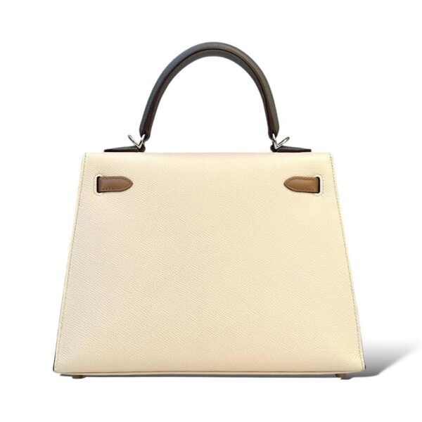 Hermes Kelly 25 Tricolor Nata/Chai/Gris Meyer Epsom PHW - Image 4