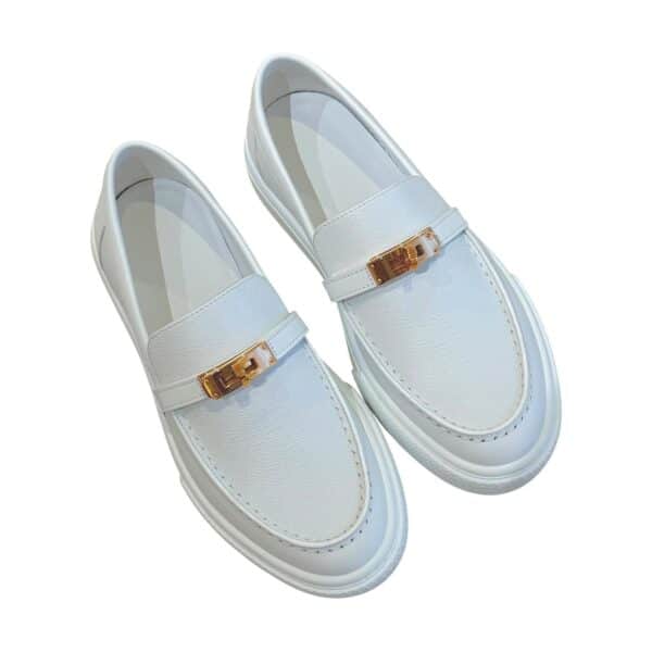 Hermes Game 37 EU White Slip-on RGHW Sneakers - Image 4