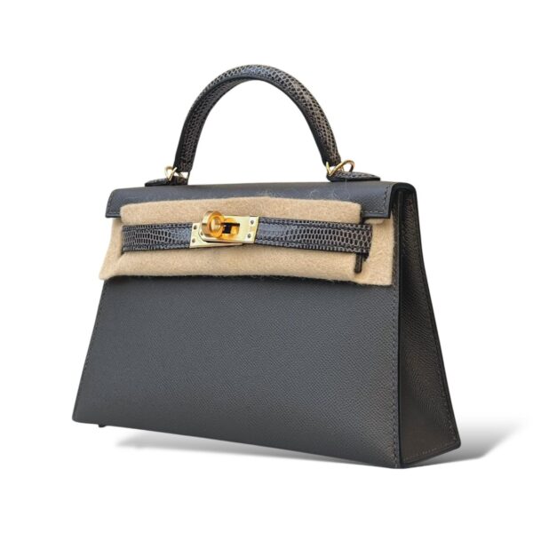 Hermes Kelly Mini Graphite/Ardoise Veau Touch Lizard GHW - Image 5