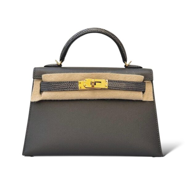 Hermes Kelly Mini Graphite/Ardoise Veau Touch Lizard GHW