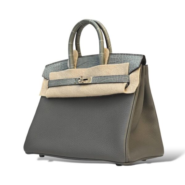 Hermes Birkin 25 Gris Ciment/Gris Meyer Touch Croco PHW - Image 5