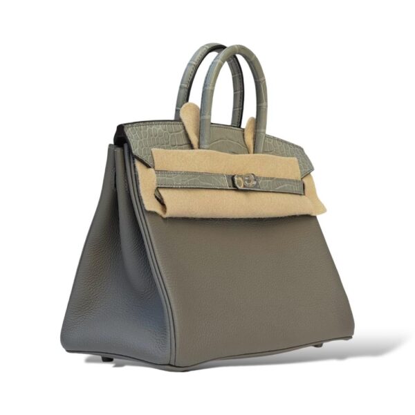 Hermes Birkin 25 Gris Ciment/Gris Meyer Touch Croco PHW - Image 2
