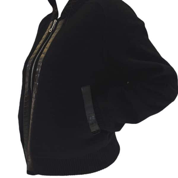Hermes Blouson Brode Croco Cachemire Double Noir 36 - Image 2