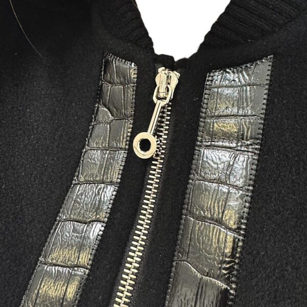 Hermes Blouson Brode Croco Cachemire Double Noir 36 - Image 4