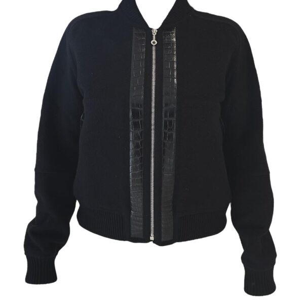 Hermes Blouson Brode Croco Cachemire Double Noir 36