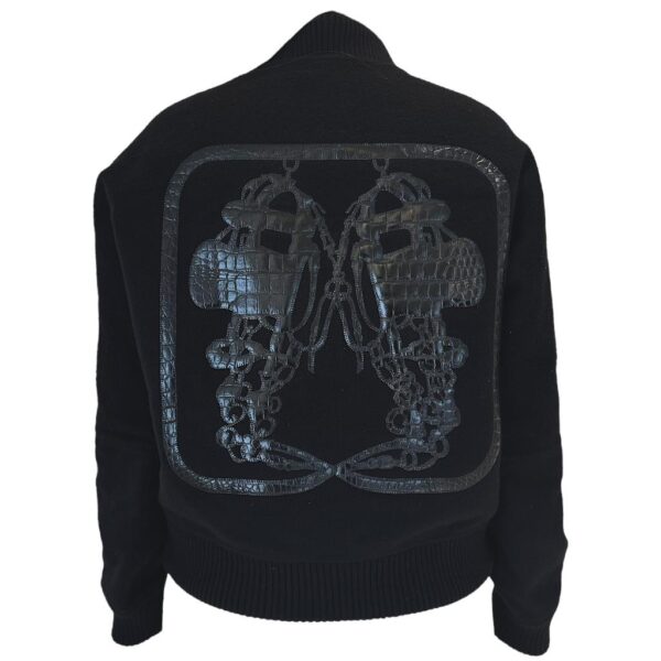 Hermes Blouson Brode Croco Cachemire Double Noir 36 - Image 3