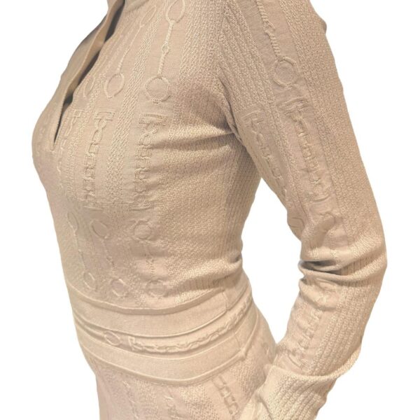 Hermes Robe Ajustee Maille Torsades Beige Glaise 36 - Image 5