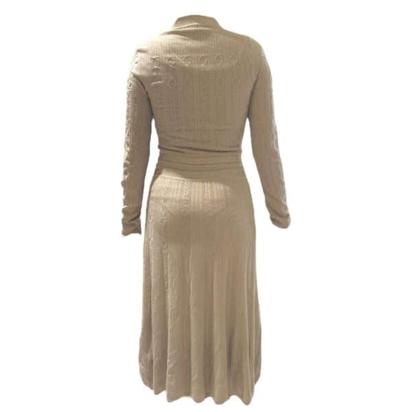 Hermes Robe Ajustee Maille Torsades Beige Glaise 36 - Image 3