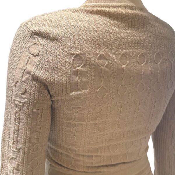 Hermes Robe Ajustee Maille Torsades Beige Glaise 36 - Image 4