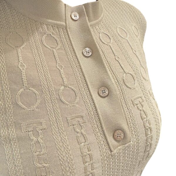 Hermes Robe Ajustee Maille Torsades Beige Glaise 36 - Image 6