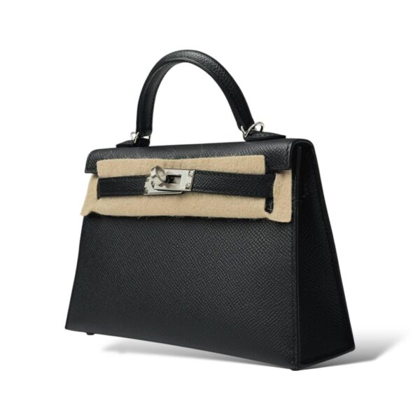 Hermes Kelly Mini Black Epsom PHW - Image 5