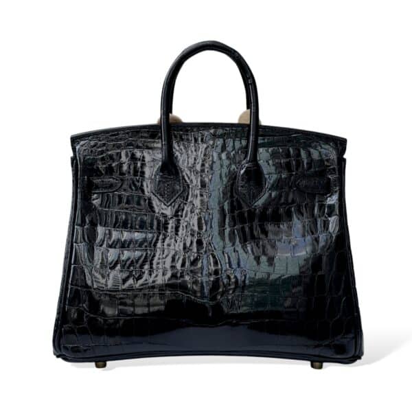 Hermes Birkin 25 Black Shiny Croco GHW - Image 4