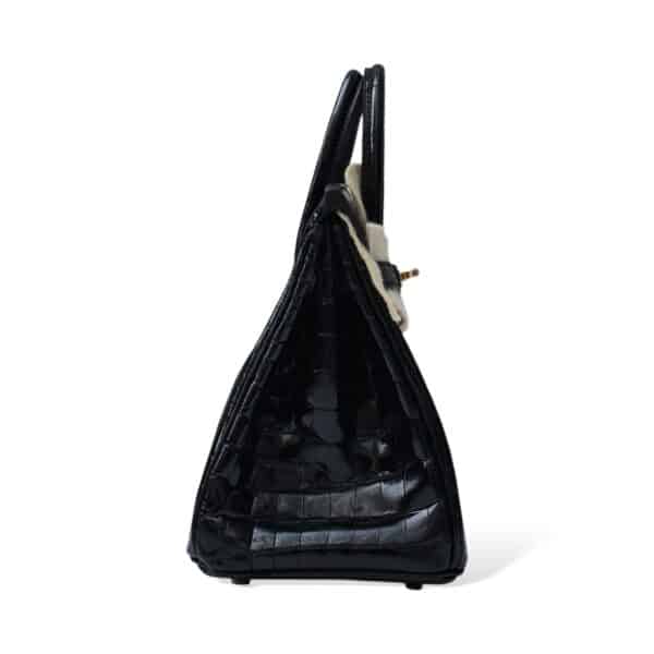 Hermes Birkin 25 Black Shiny Croco GHW - Image 3