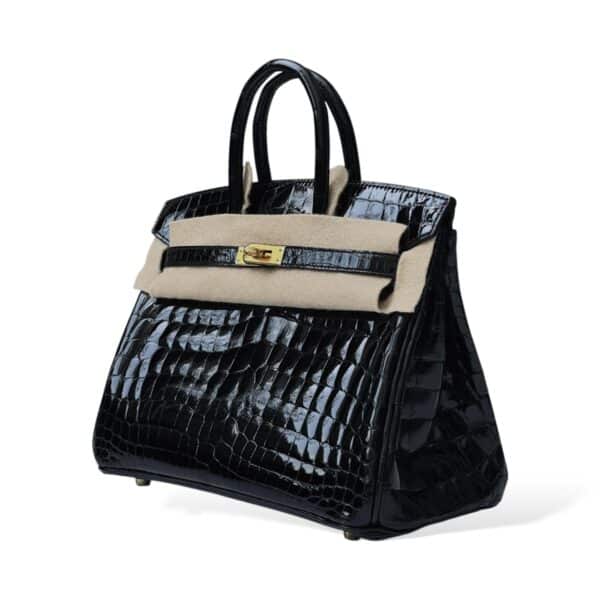 Hermes Birkin 25 Black Shiny Croco GHW - Image 5