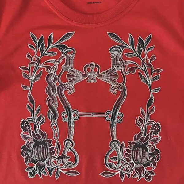 Hermes Red Cotton Della Cavalleria Print T-shirt 36 - Image 4