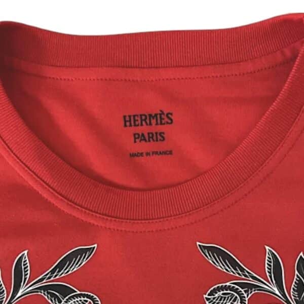 Hermes Red Cotton Della Cavalleria Print T-shirt 36 - Image 3