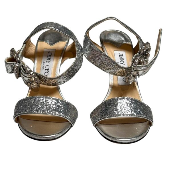 Jimmy Choo Silver Glitter Ankle Strap Sandals 36 EU - Image 2