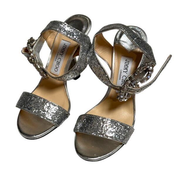 Jimmy Choo Silver Glitter Ankle Strap Sandals 36 EU - Image 4