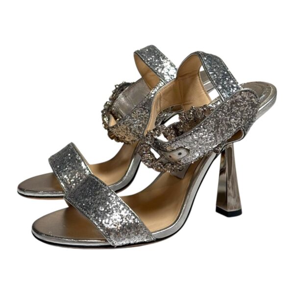 Jimmy Choo Silver Glitter Ankle Strap Sandals 36 EU - Image 3