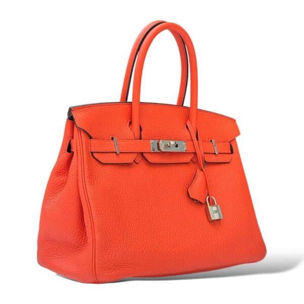 Hermes Birkin 30 Orange Poppy Clemence PHW - Image 2