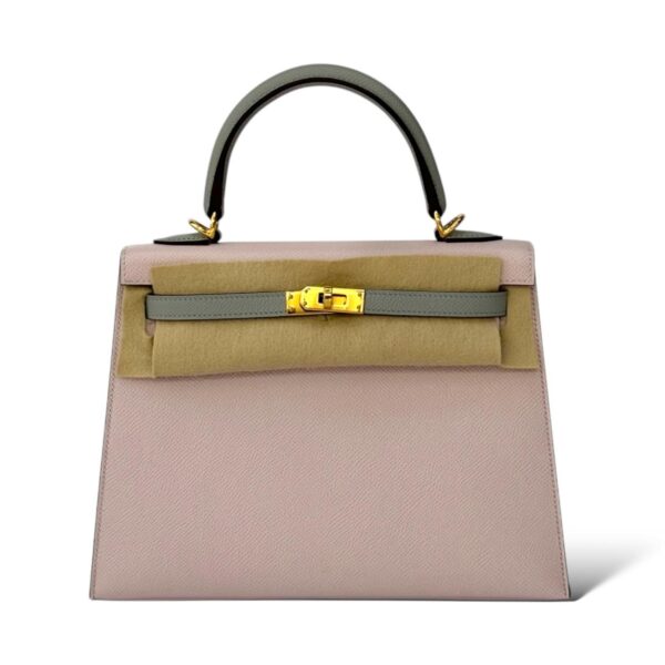 Hermes Kelly 25 Pale Mauve/Bleu Glacier Epsom GHW