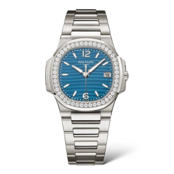 Patek Philippe Ladies' Nautilus 32mm 7010/1G Quartz Movement Azure Blue Dial White Gold Bracelet