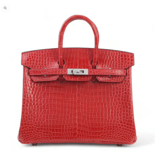 Hermes Birkin 25 Rouge de Coeur Shiny Croco Diamond Hardware